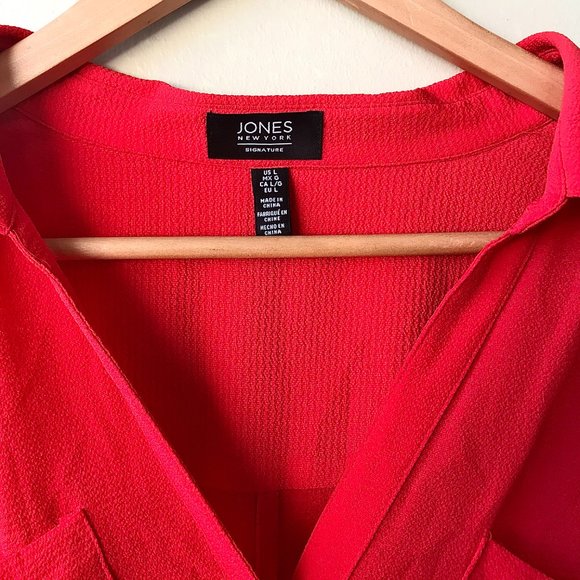-JONES NEW YORK Pink Tie Up & Button Up Top - Picture 5 of 7